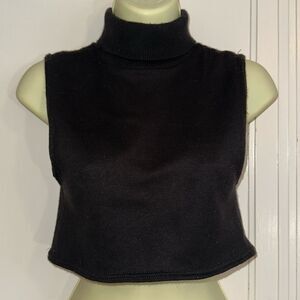 Vintage Outbrook black ribbed turtleneck dickie layer top with armholes